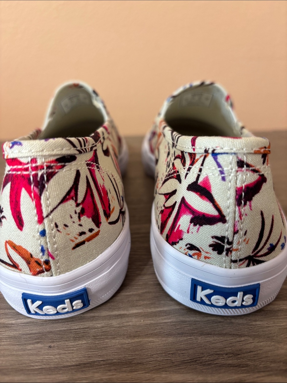 Keds Women’s Slip-On Tropical Print Canvas Shoes - Cream Multi - Picture 4 of 6